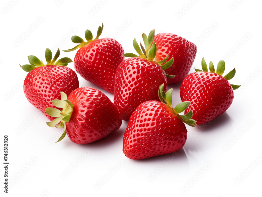 A bunch of ripe strawberries with their bright red color and fresh green leaves, symbolizing the peak of harvest. A bunch of ripe strawberries with their bright red color and fresh green leaves, symbolizing the peak of harvest.