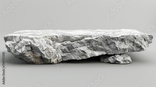White stone slab podium, minimalist product display mock-up, 3d rendered, clean lines and elegant design for showcasing items, AI Generative photo