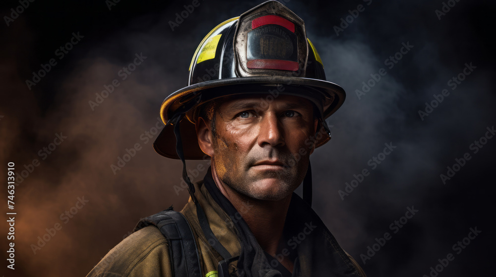 firefighters in uniform, against the background of the fire firefighters in uniform, against the background of the fire
