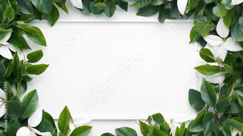 Nature background abstract white frame in the leaves