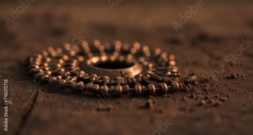  Discarded treasure - Abandoned gold chain on a rugged surface