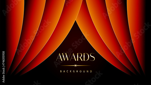 Red orange and golden awards graphics background.  Elegant orange premium template design. Wedding invitation card. Engagement ceremony invite. Luxury premium corporate abstract design template.