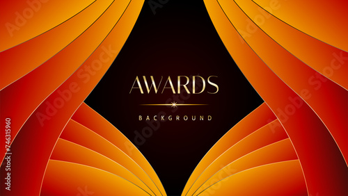 Red orange and golden awards graphics background.  Elegant orange premium template design. Wedding invitation card. Engagement ceremony invite. Luxury premium corporate abstract design template.