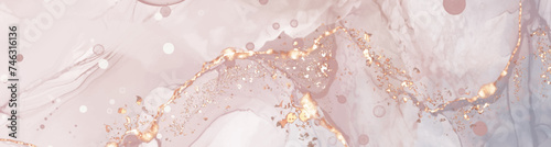 Vector Alcohol ink shape in tender coral and gold.