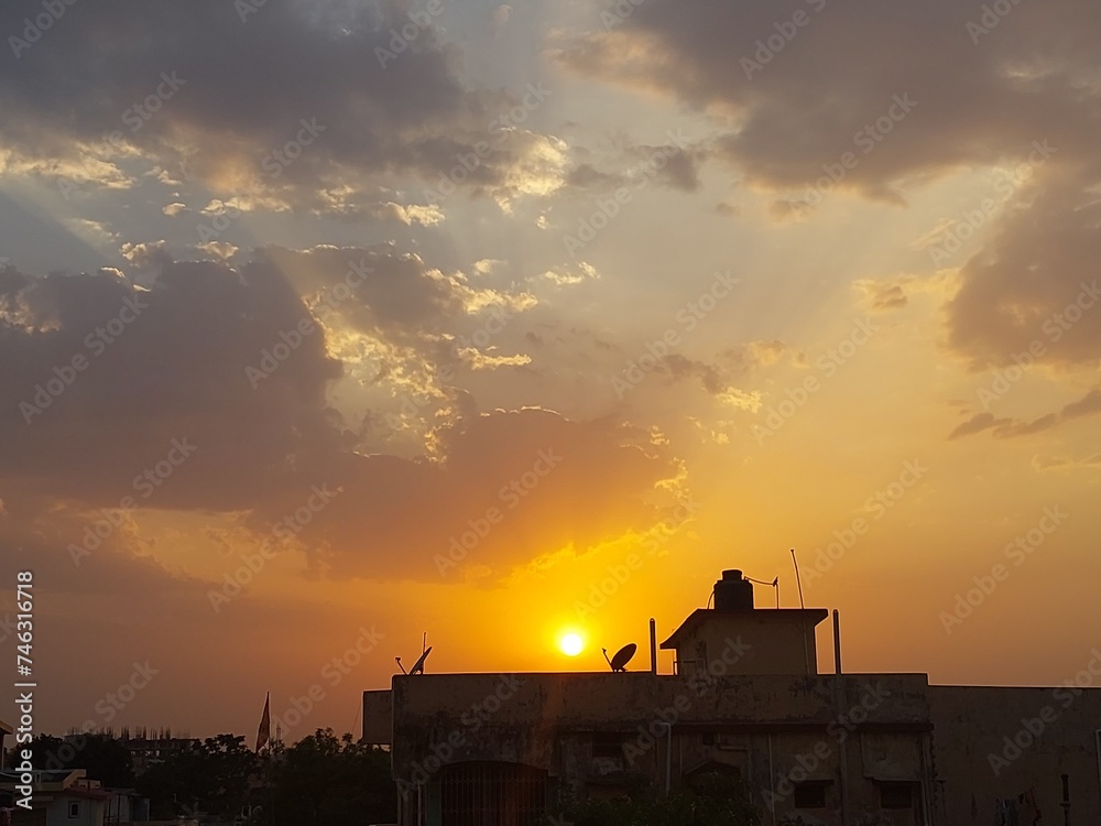 sunset over the city