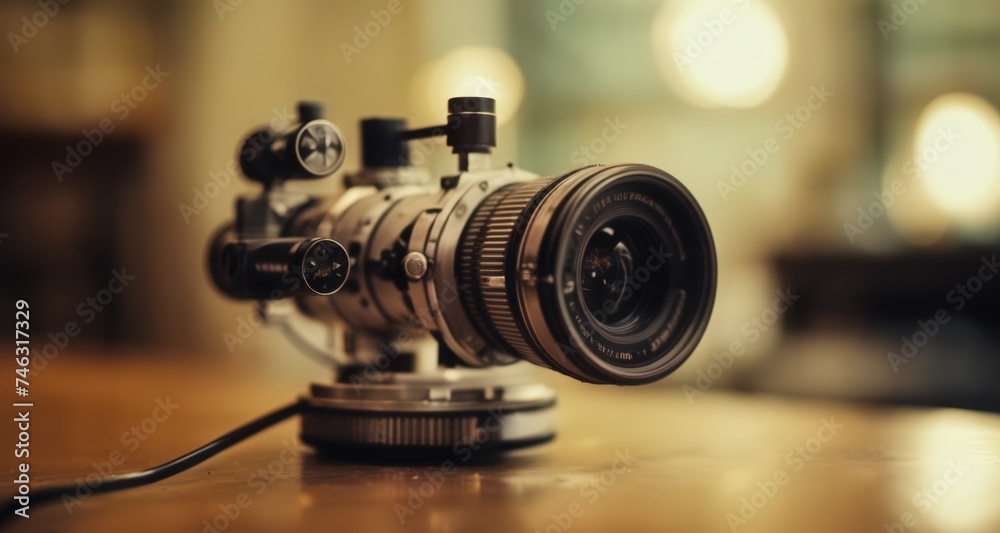  A close-up of a vintage camera lens, capturing the essence of timeless photography