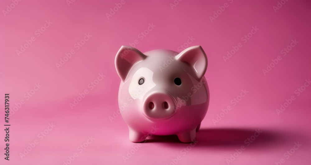  Piggy bank savings, pink and sleek
