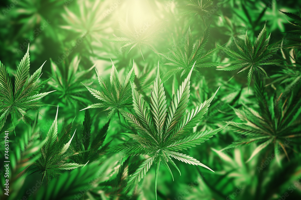 Banner consisting from traditional species marijuana in leaves, Ai generated Banner consisting from traditional species marijuana in leaves, Ai generated