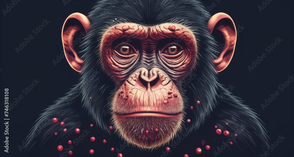 Naklejka premium Intense gaze of a chimpanzee with a hint of curiosity