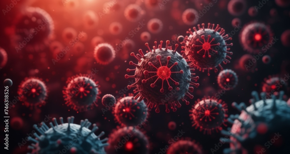 Infection - A microscopic view of a virus outbreak Infection - A microscopic view of a virus outbreak