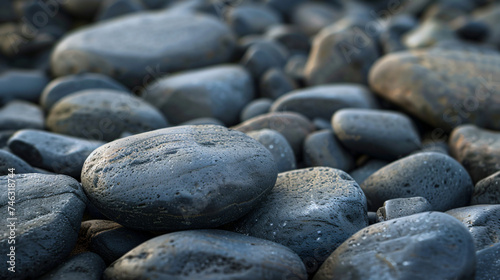 Stones stacked on the beach.