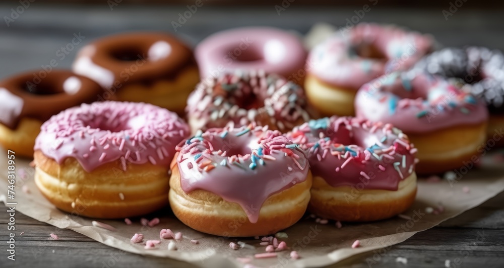  Sweet indulgence - A delightful assortment of frosted donuts