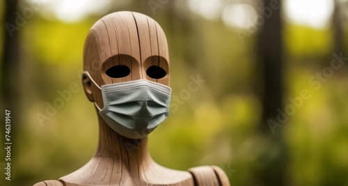  Protection in the wild - A wooden figure with a face mask © vivekFx