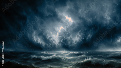 Stormy clouds over sea.