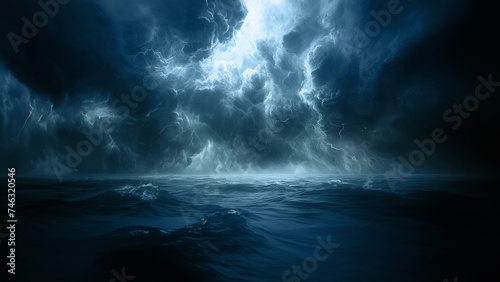 Stormy clouds over sea.