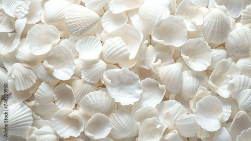 Seashells on white background. Close up of sea shells.