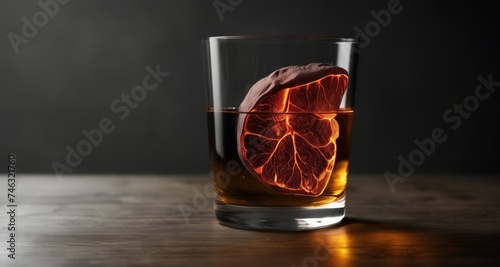  A heart in a glass, symbolizing love and passion