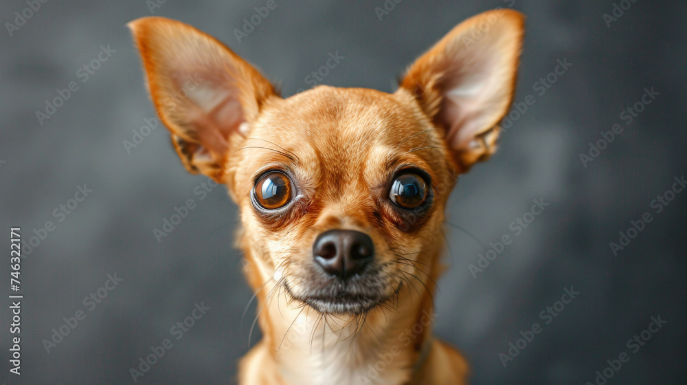 Chihuahua dog isolated on grey background.