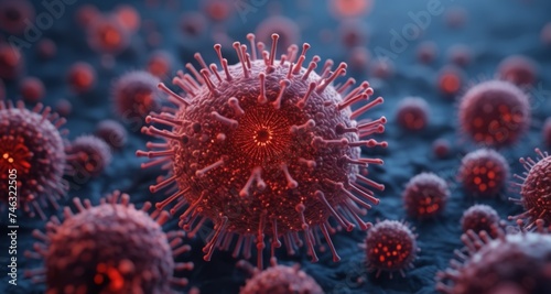  Viral Infection - A close-up view of a virus in a sea of its kind © vivekFx