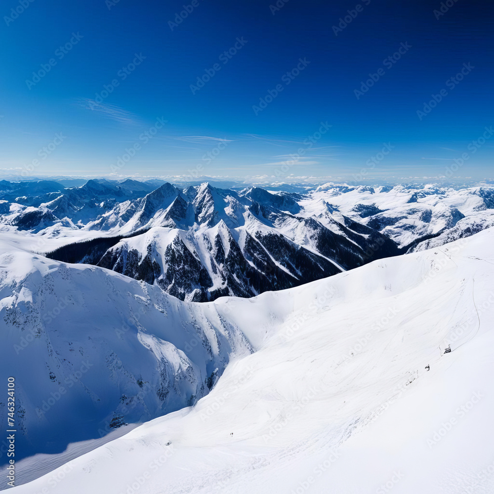 Naklejka premium High, snowy mountains.