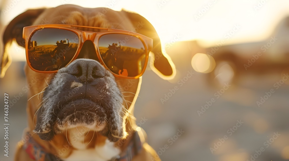 Playful Pup in Sunglasses Soaking Up the Sun