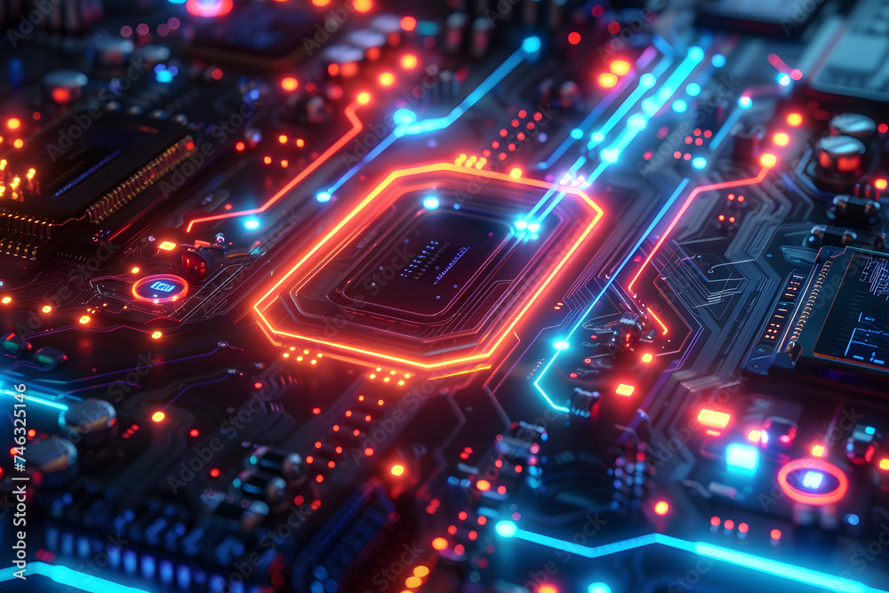 a neon circuit board background