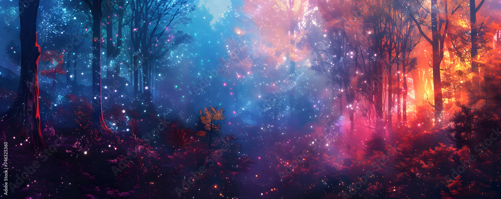 a colorful abstract forest background