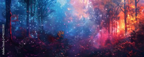 a colorful abstract forest background