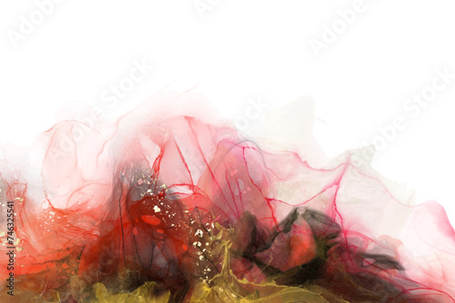 Luxury red, black, gold background marble liquid ink art. Vector illustration.