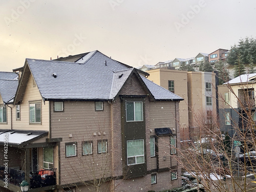 A snow-covered roof in Issaquah, Washington