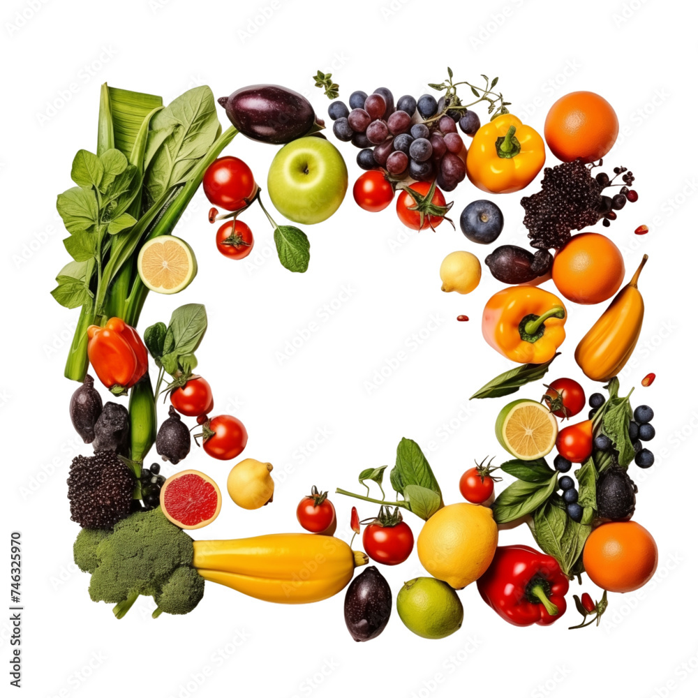 Fruits frame isolated on transparent background Fruits frame isolated on transparent background