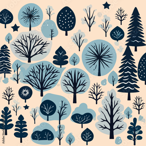 Seamless pattern colorful Winter snowflakes and frosty vector illustration. Seamless Pattern of Frosty Delights.