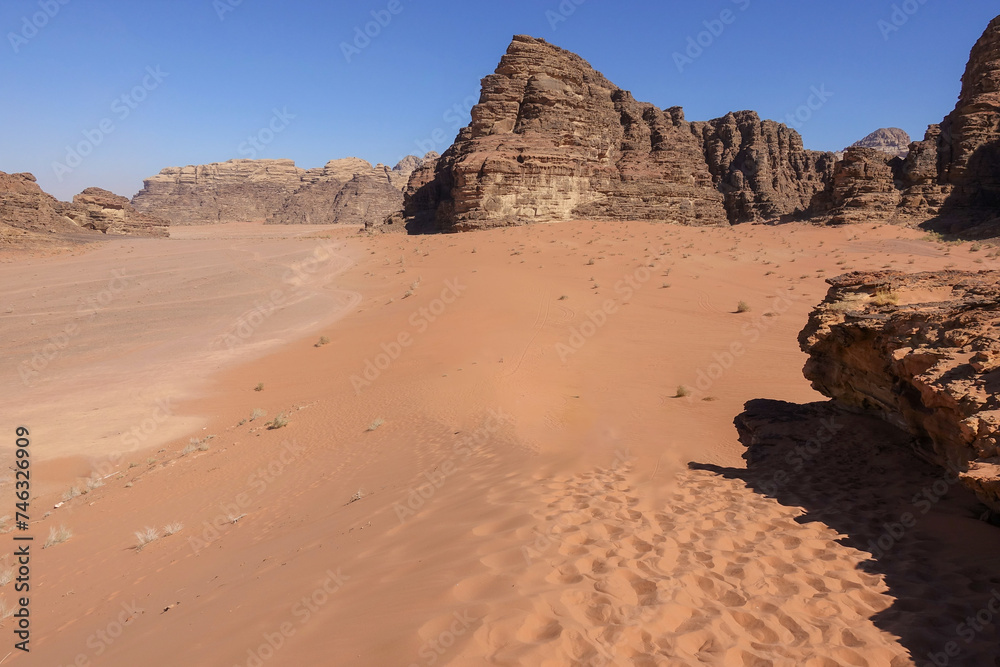the fascinating arid and desert landscape of Wadi Rum. Wadi Rum desert in Jordan, Wadi Rum is one of the most visited tourist sites in the world. the fascinating arid and desert landscape of Wadi Rum. Wadi Rum desert in Jordan, Wadi Rum is one of the most visited tourist sites in the world.