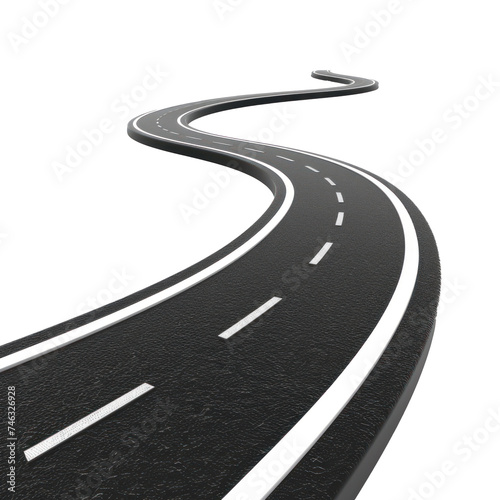3d winding road curve on transparency background PNG 