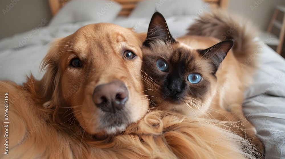 Furry Friends Dog and Cat Coexisting in Harmony Furry Friends Dog and Cat Coexisting in Harmony