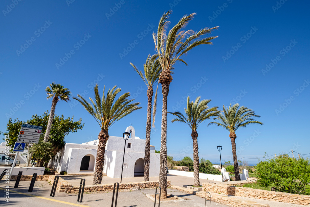 Fototapeta premium Mare de Déu del Pilar Church, La Mola, Formentera, Pitiusas Islands, Balearic Community, Spain