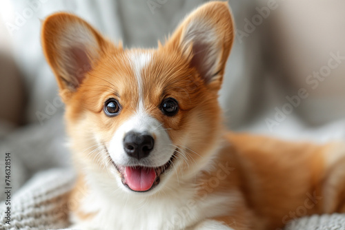 Portrait puppy as white background in studio