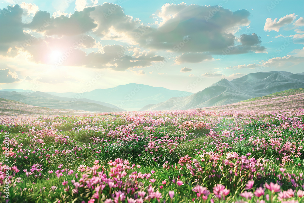 Flowers meadow on sunny day, soft selective focus Flowers meadow on sunny day, soft selective focus