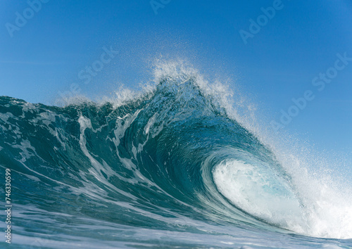 Blue waves breaking in the sea beautiful