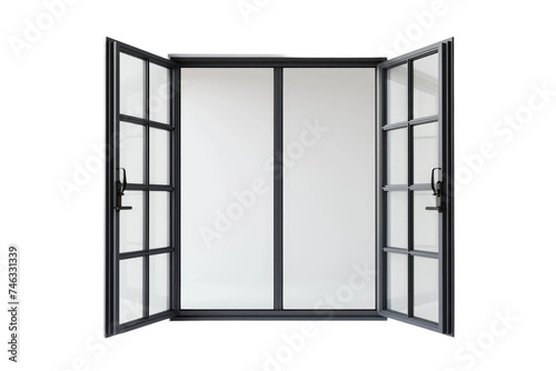 Functional Casement Window Frame on Transparent Background, PNG