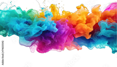 Explosion of colorful rainbow paint smoke png