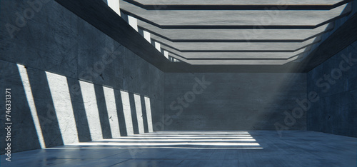 Fototapeta Naklejka Na Ścianę i Meble -  Futuristic concrete hallway, brutal architecture background
