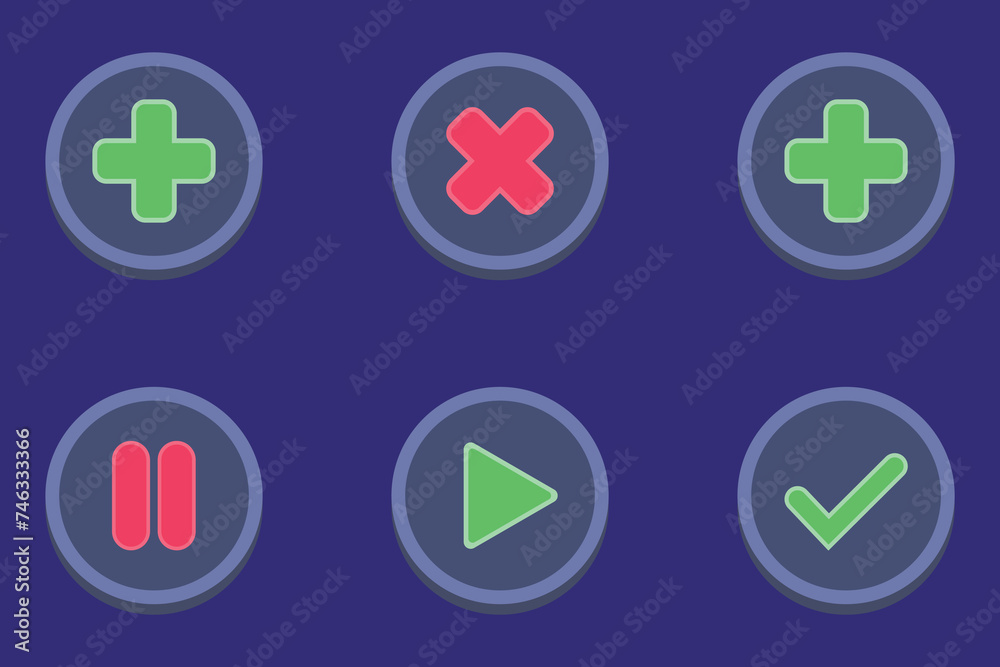 Control buttons for the game. vector illustration Control buttons for the game. vector illustration