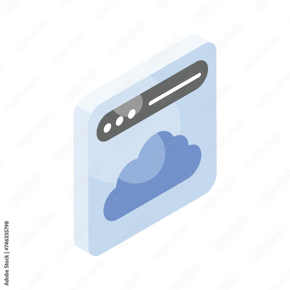 Cloud inside website isometric icon of cloud website, ready to use vector Cloud inside website isometric icon of cloud website, ready to use vector