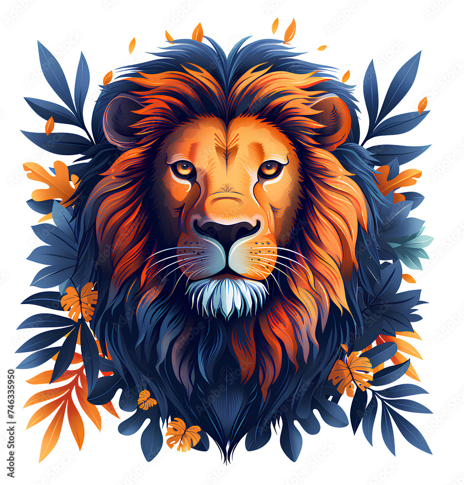  lion illustration apparel design, transparent background,