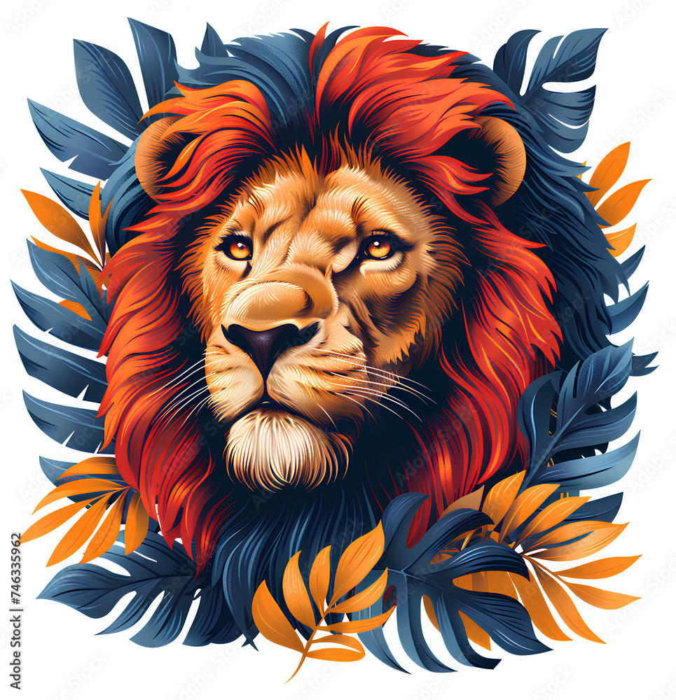  lion illustration apparel design, transparent background,
