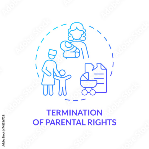 Parental rights termination blue gradient concept icon. Ending of child custody. Legal document. Kid protection. Round shape line illustration. Abstract idea. Graphic design. Easy to use © bsd studio