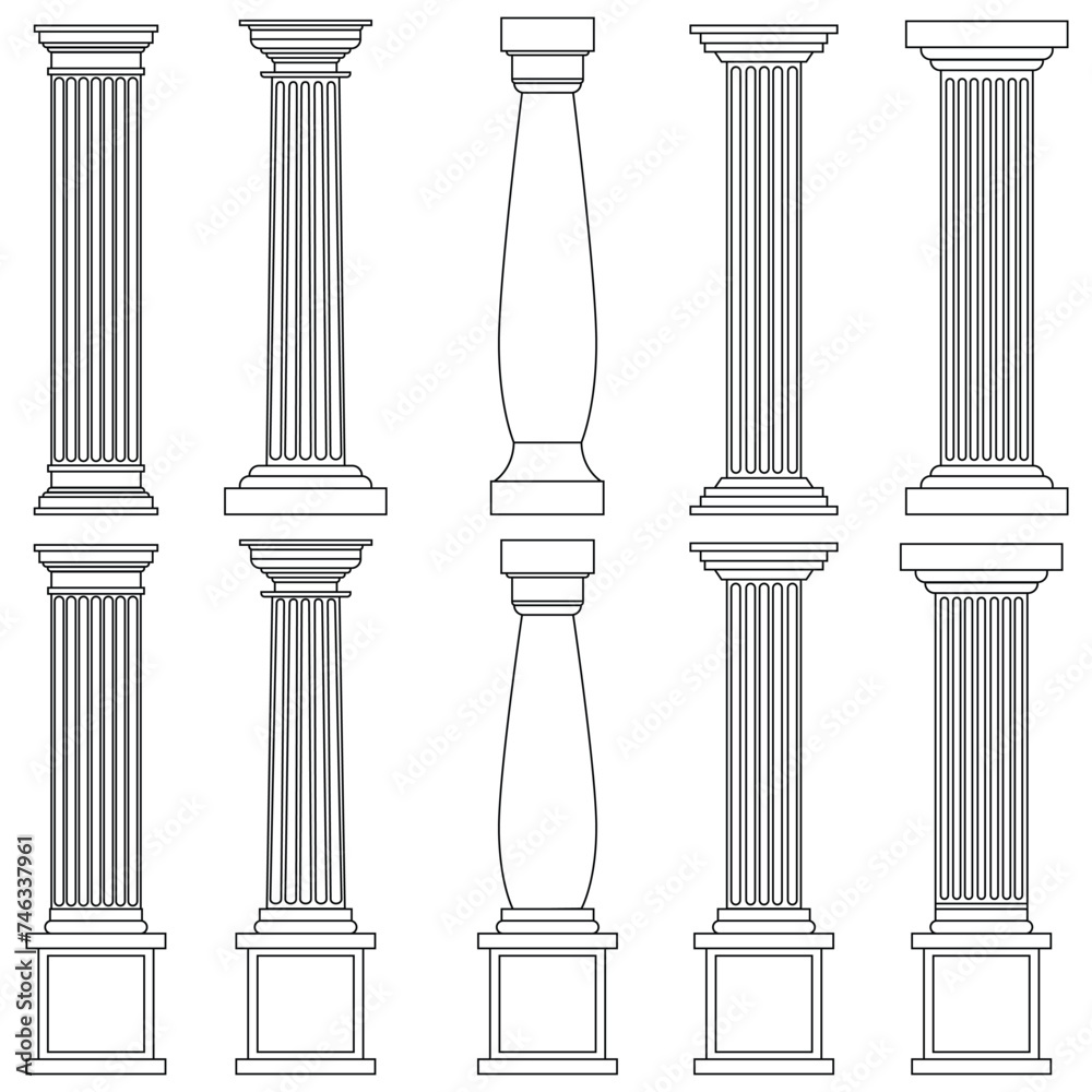 Naklejka premium Columns line art vector