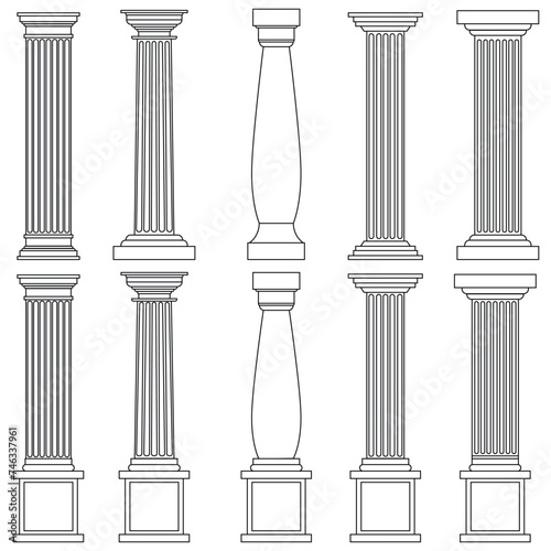 Columns line art vector