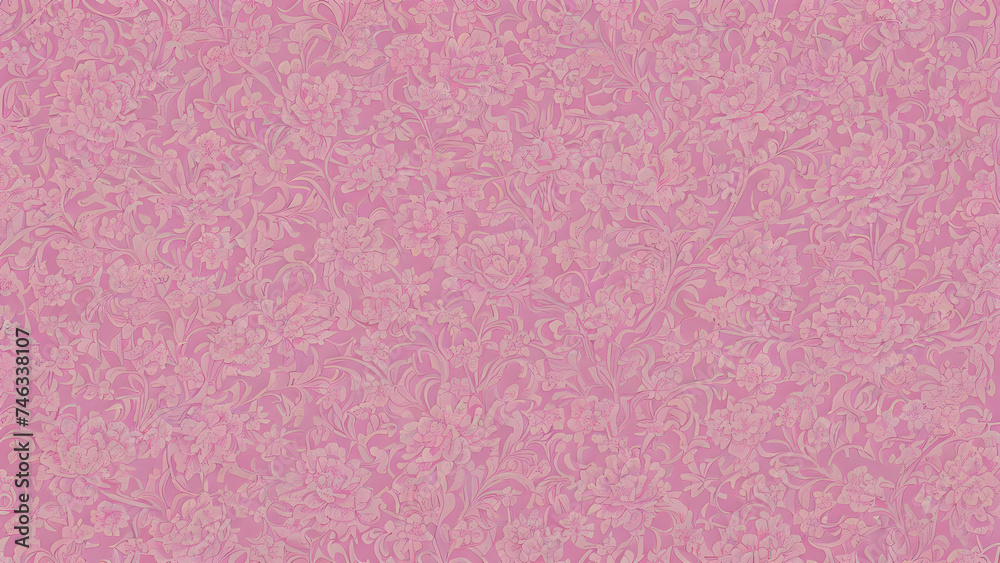 Fototapeta premium vintage-view-wallpaper-blossoming-flowers-dominate-the-scene-ornate-petals-with-swirls-and-filigre